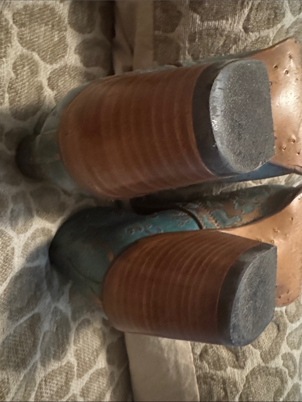 Teal and Bronze Western Ariat Ankle Boots - Women 8 1/2 - Picture 4 of 4